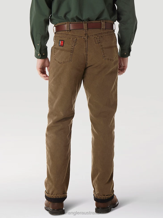 RIGGS Workwear Quilted Lined Five Pocket Jean Men Wrangler RHXV192 Clothing Night Brown (3W055NB)