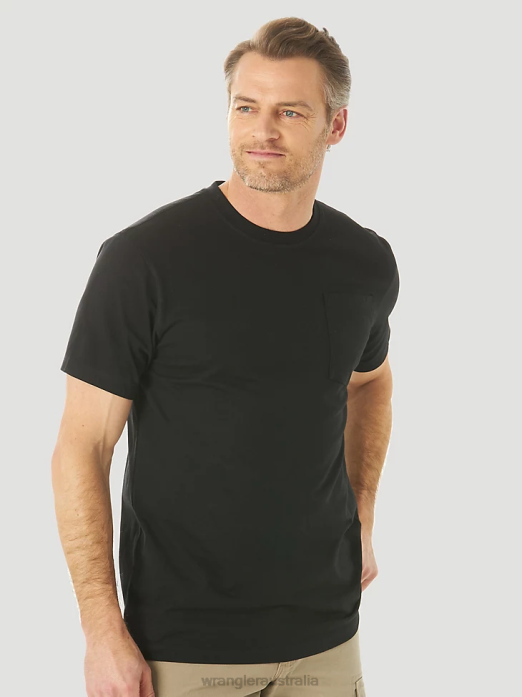 RIGGS Workwear Short Sleeve 1 Pocket Performance T-Shirt Men Wrangler RHXV277 Clothing Black (3W701BK)