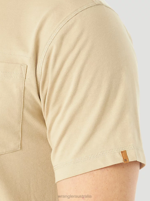 RIGGS Workwear Short Sleeve 1 Pocket Performance T-Shirt Men Wrangler RHXV278 Clothing Khaki (3W701KH)