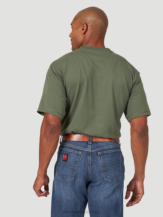 RIGGS Workwear Short Sleeve 1 Pocket Performance T-Shirt Men Wrangler RHXV279 Clothing Hazel Green (3W701HG)