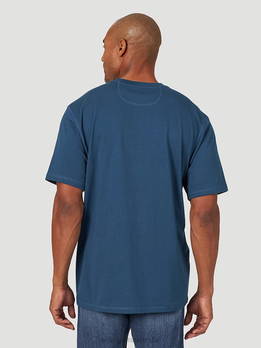 RIGGS Workwear Short Sleeve 1 Pocket Performance T-Shirt Men Wrangler RHXV280 Clothing Oxford Blue (3W701OB)