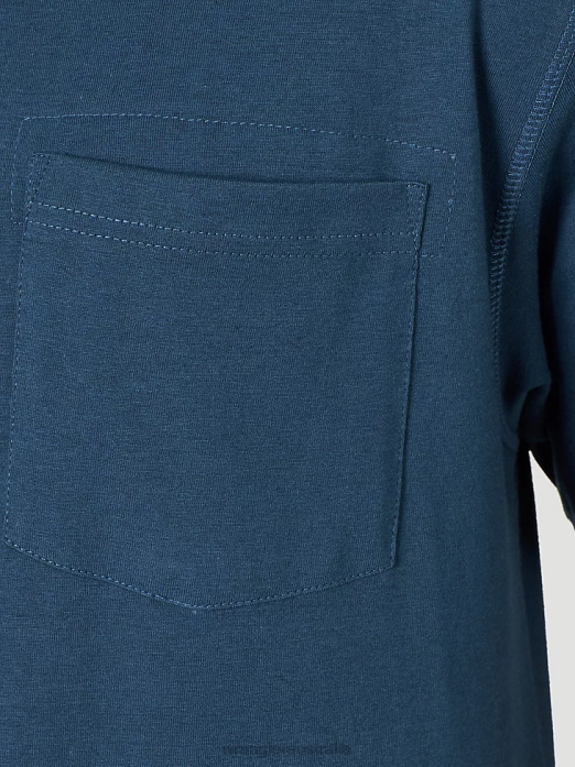 RIGGS Workwear Short Sleeve 1 Pocket Performance T-Shirt Men Wrangler RHXV280 Clothing Oxford Blue (3W701OB)