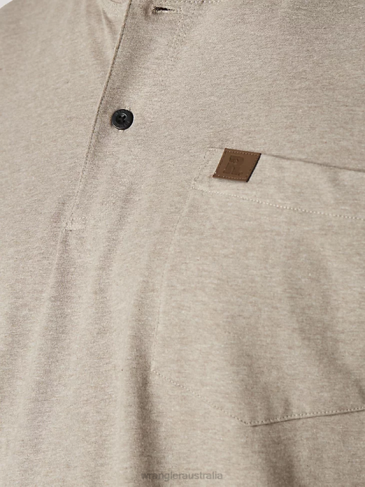 RIGGS Workwear Short Sleeve Henley Men Wrangler RHXV272 Clothing Oatmeal Heather (3W760OH)