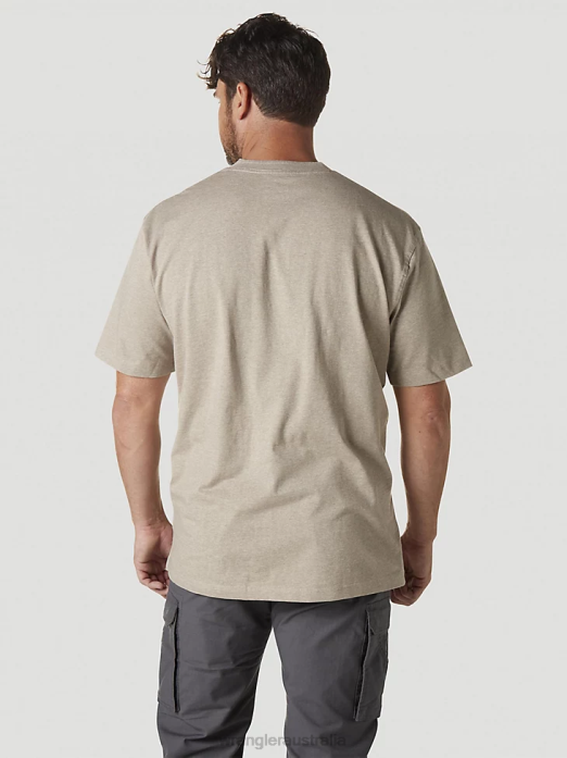 RIGGS Workwear Short Sleeve Henley Men Wrangler RHXV272 Clothing Oatmeal Heather (3W760OH)