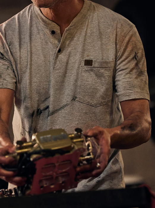 RIGGS Workwear Short Sleeve Henley Men Wrangler RHXV657 Clothing Ash Heather (3W760AH)