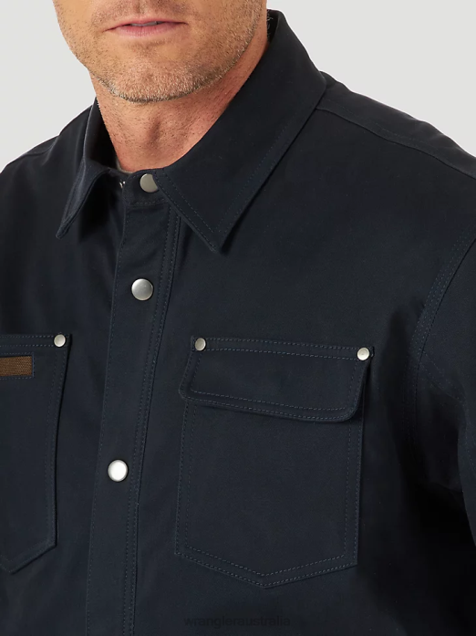 RIGGS Workwear Tough Layers Fleece Lined Work Shirt Jacket Men Wrangler RHXV472 Clothing Dark Navy (3W195NV)