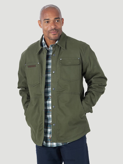RIGGS Workwear Tough Layers Fleece Lined Work Shirt Jacket Men Wrangler RHXV473 Clothing Loden (3W195LD)
