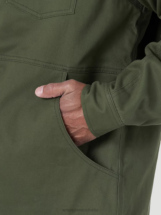 RIGGS Workwear Tough Layers Fleece Lined Work Shirt Jacket Men Wrangler RHXV473 Clothing Loden (3W195LD)