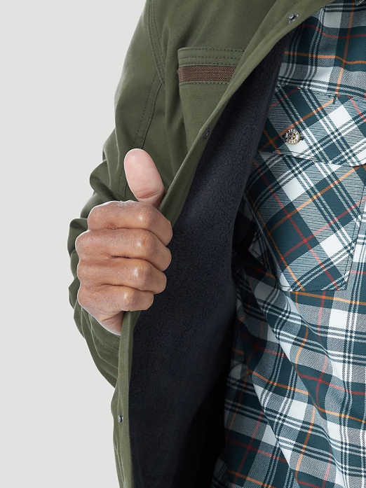 RIGGS Workwear Tough Layers Fleece Lined Work Shirt Jacket Men Wrangler RHXV473 Clothing Loden (3W195LD)