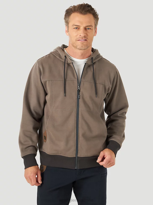 RIGGS Workwear Tough Layers Full Zip Work Hoodie Men Wrangler RHXV508 Clothing Granite Grey (3W196GY)
