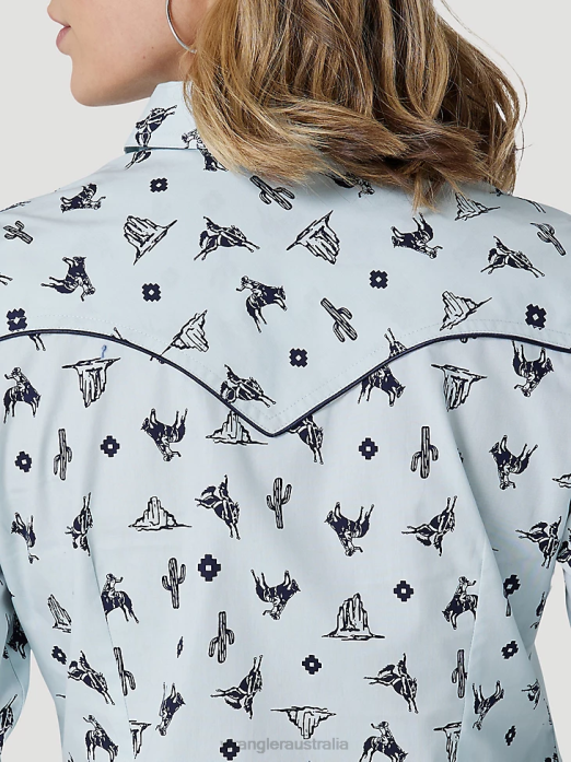 Retro Americana Bandana Western Snap Shirt Women Wrangler RHXV882 Clothing Red (112327234)