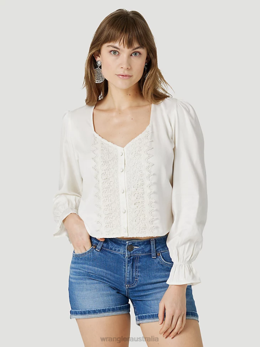 Retro Americana Bandana Western Snap Shirt Women Wrangler RHXV882 Clothing Red (112327234)