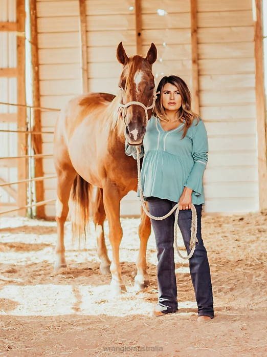 Retro Mae Maternity Jean Women Wrangler RHXV807 Clothing M Wash (09MWZM1)