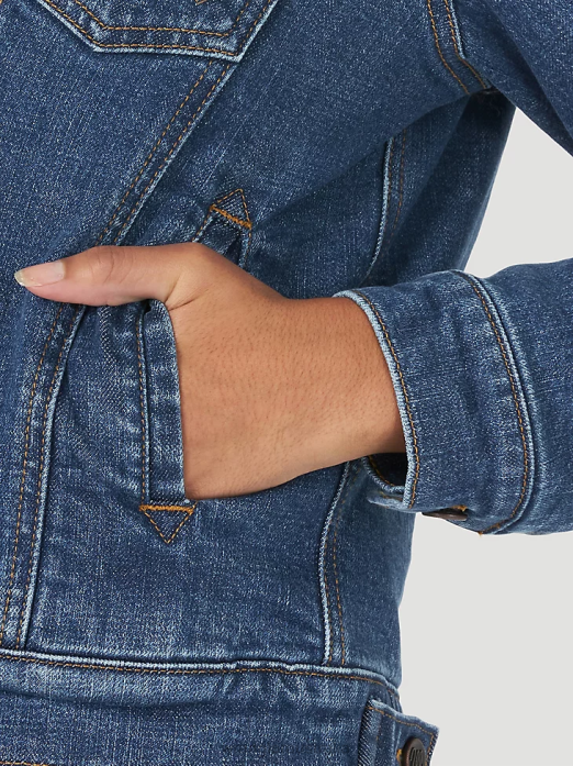 Retro Sherpa Lined Western Jacket Women Wrangler RHXV869 Clothing Denim (LWJ320D)