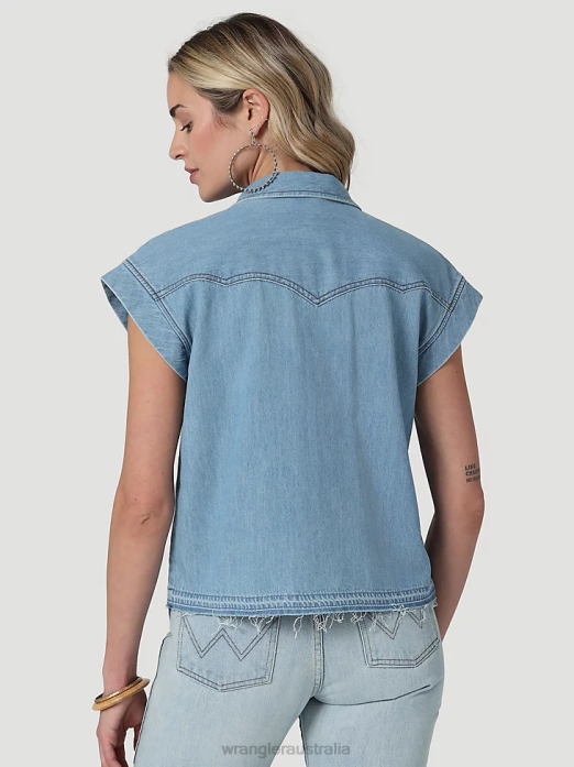 Retro Sleeveless Plaid Western Snap Top Women Wrangler RHXV896 Clothing Pop Red (112329682)