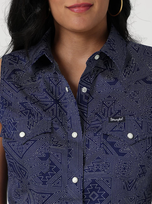 Retro Sleeveless Plaid Western Snap Top Women Wrangler RHXV896 Clothing Pop Red (112329682)