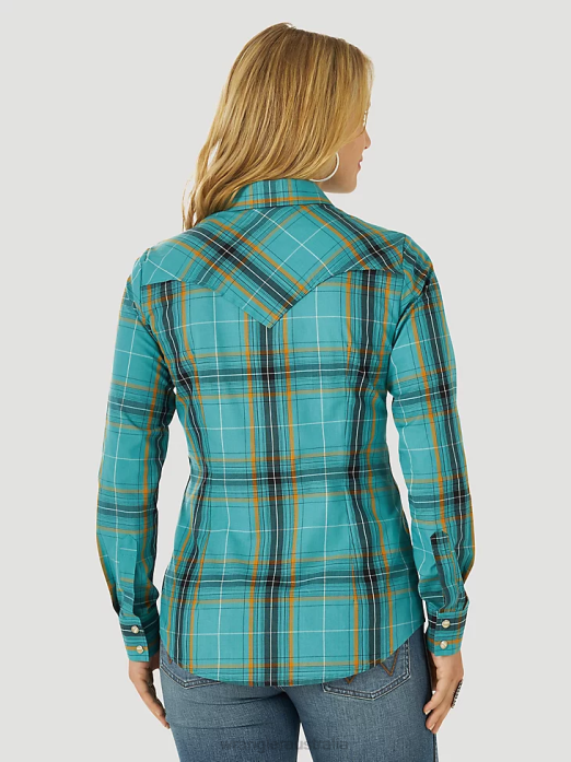 Retro Sleeveless Plaid Western Snap Top Women Wrangler RHXV896 Clothing Pop Red (112329682)