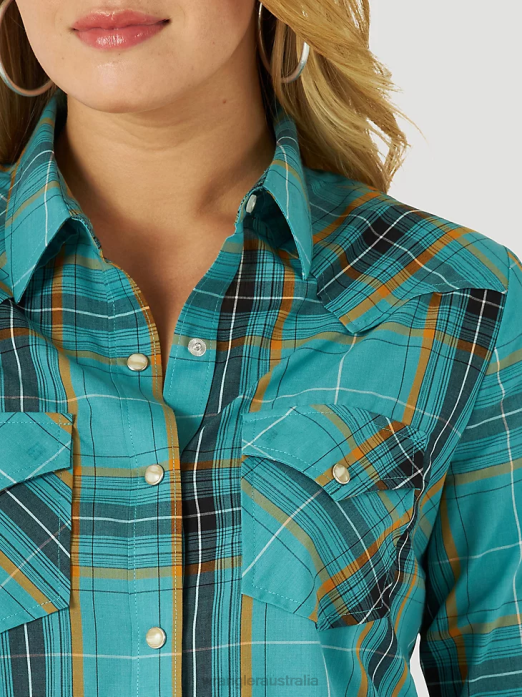 Retro Sleeveless Plaid Western Snap Top Women Wrangler RHXV896 Clothing Pop Red (112329682)