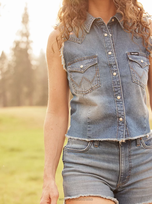 Retro Sleeveless Plaid Western Snap Top Women Wrangler RHXV896 Clothing Pop Red (112329682)