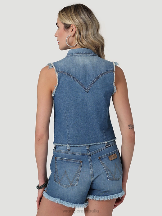 Retro Sleeveless Plaid Western Snap Top Women Wrangler RHXV896 Clothing Pop Red (112329682)