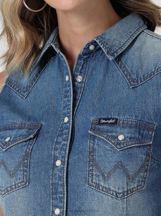 Retro Sleeveless Plaid Western Snap Top Women Wrangler RHXV896 Clothing Pop Red (112329682)