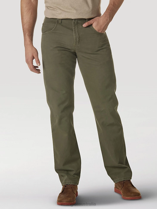 Rugged Wear Regular Fit Straight Leg Canvas Pant Men Wrangler RHXV650 Clothing Moss (31100MS)