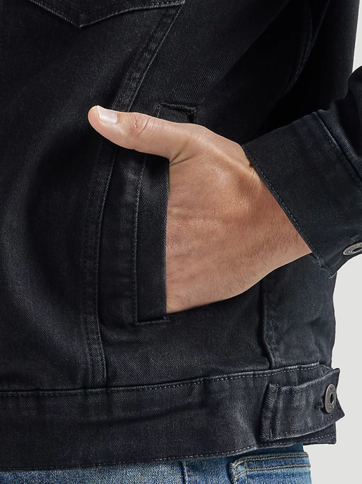 Sherpa Lined Denim Jacket Men Wrangler RHXV615 Clothing Black (112323851)