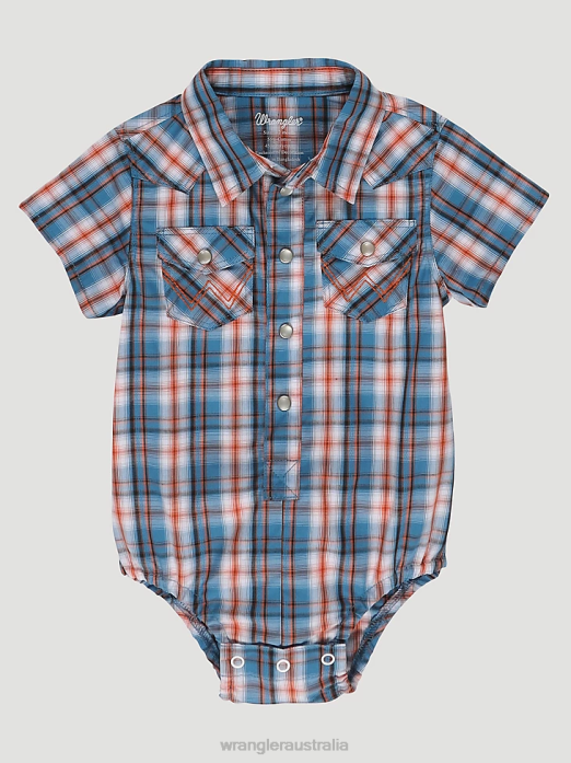 Short Sleeve Western Snap Bodysuit Boys Wrangler RHXV1069 Clothing Sunset Blue (112329293)