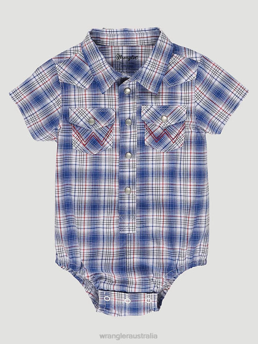 Short Sleeve Western Snap Bodysuit Boys Wrangler RHXV1070 Clothing Picnic Navy (112329292)