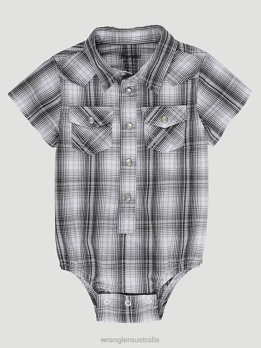 Short Sleeve Western Snap Bodysuit Boys Wrangler RHXV1072 Clothing Chess Grey (112329289)