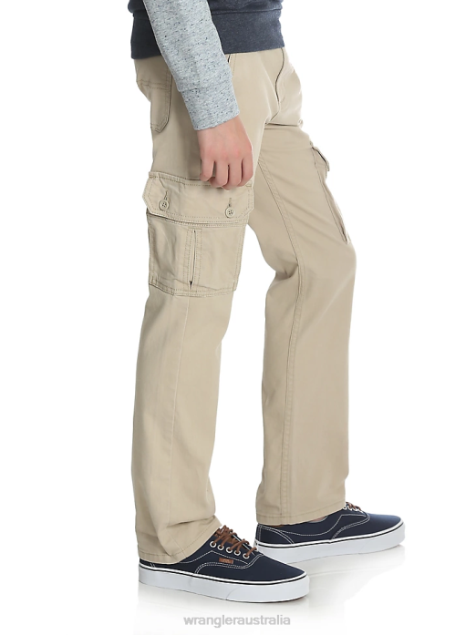 Slim Straight Stretch Cargo Pant Boys Wrangler RHXV957 Clothing Buff (9RKBWBF)