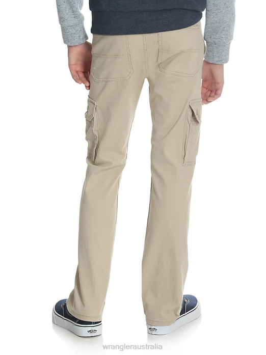 Slim Straight Stretch Cargo Pant Boys Wrangler RHXV957 Clothing Buff (9RKBWBF)
