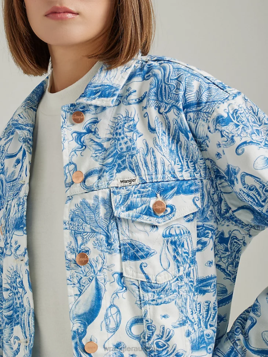 Western Crop Shacket Women Wrangler RHXV856 Clothing Icy Shade (112333571)