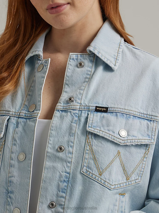 Western Crop Shacket Women Wrangler RHXV856 Clothing Icy Shade (112333571)