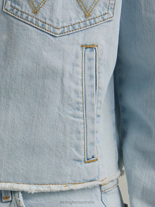 Western Crop Shacket Women Wrangler RHXV856 Clothing Icy Shade (112333571)