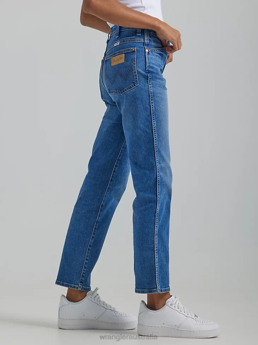 Wild West 603 High Rise Straight Jean Women Wrangler RHXV766 Clothing Smoke Sea (112334568)