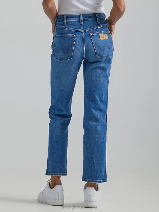 Wild West 603 High Rise Straight Jean Women Wrangler RHXV766 Clothing Smoke Sea (112334568)