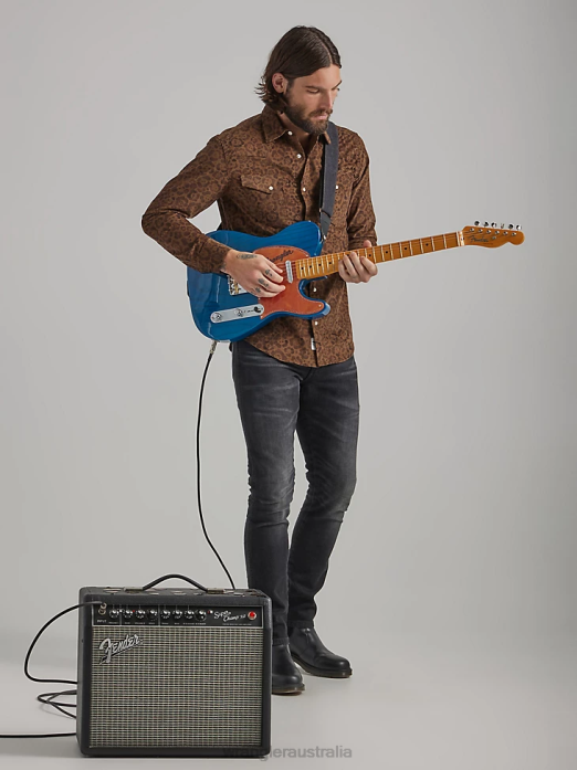 Wrinkle Resist Short Sleeve Western Snap Plaid Shirt Men Wrangler RHXV442 Clothing Gray Blue (112324663)