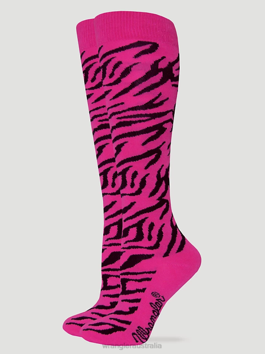 Zebra Knee High Socks Women Wrangler RHXV912 Accessories Fuchsia Pink (112351524)