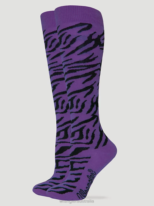 Zebra Knee High Socks Women Wrangler RHXV913 Accessories Purple (112351575)