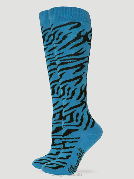 Zebra Knee High Socks Women Wrangler RHXV915 Accessories Teal (112351567)