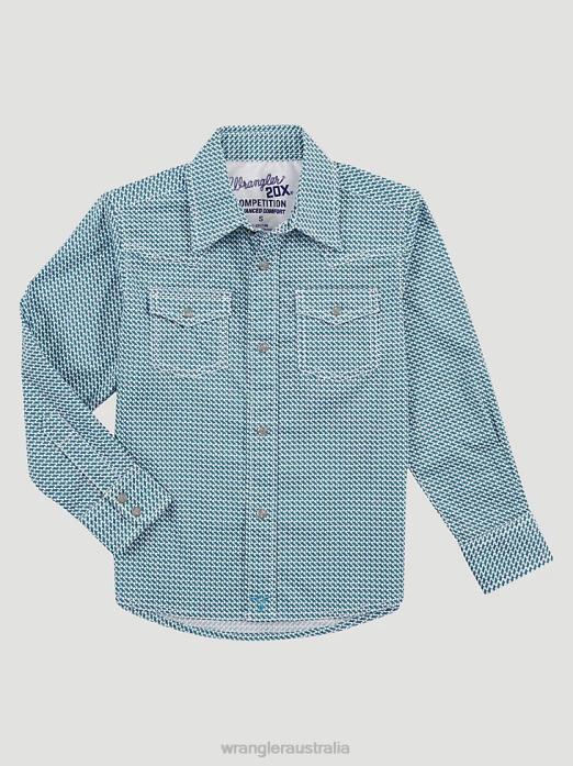 20X Advanced Comfort Western Snap Print Shirt Boys Wrangler RHXV992 Clothing Blue Zag (112317146)