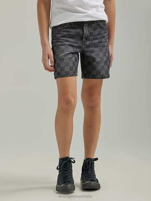 Checkered Denim Short Boys Wrangler RHXV1039 Clothing Black (112335595)