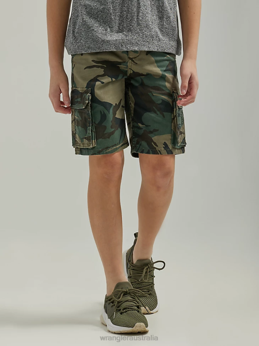 Gamer Cargo Short (Husky) Boys Wrangler RHXV1011 Clothing Jungle Forest Night Camo (112335583)