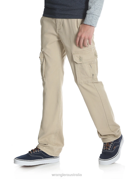 Slim Straight Stretch Cargo Pant Boys Wrangler RHXV957 Clothing Buff (9RKBWBF)