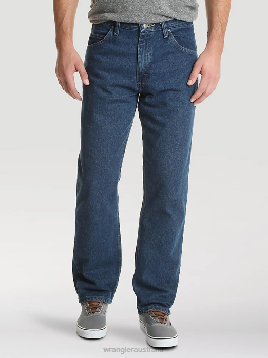Authentics Relaxed Fit Cotton Jean Men Wrangler RHXV113 Clothing Dark Stonewash (10ZM200SD)