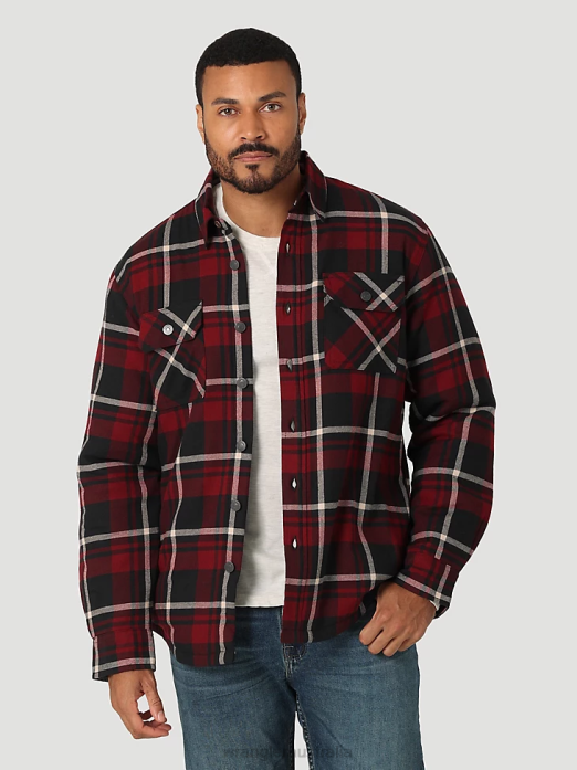 Heavyweight Plaid Sherpa Lined Shirt Jacket Men Wrangler RHXV387 Clothing Cabernet (112324455)