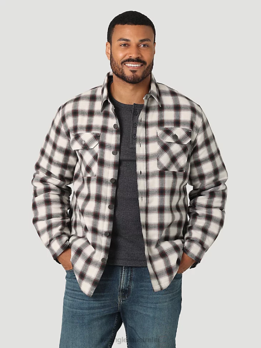 Heavyweight Plaid Sherpa Lined Shirt Jacket Men Wrangler RHXV390 Clothing Lilly White (112324451)