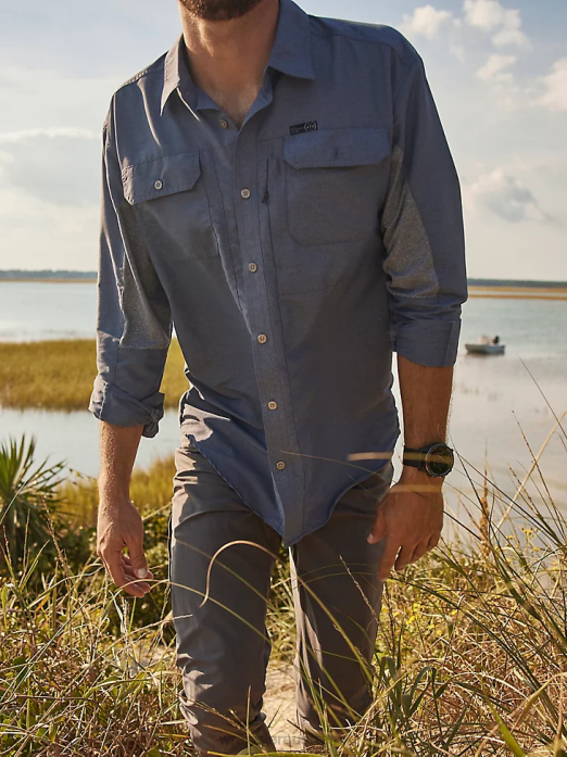 ATG Mix Material Shirt Men Wrangler RHXV378 Clothing Vintage Indigo (NSB89VN)