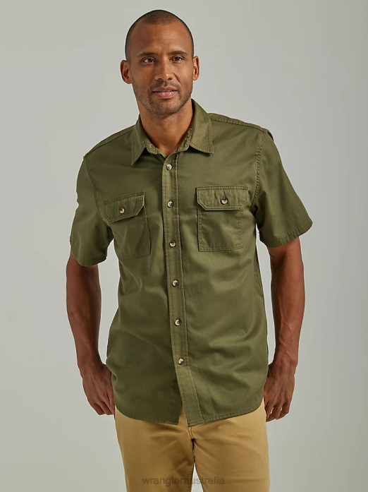 Epic Soft Flex Twill Shirt Men Wrangler RHXV357 Clothing Olive Night (112330684)